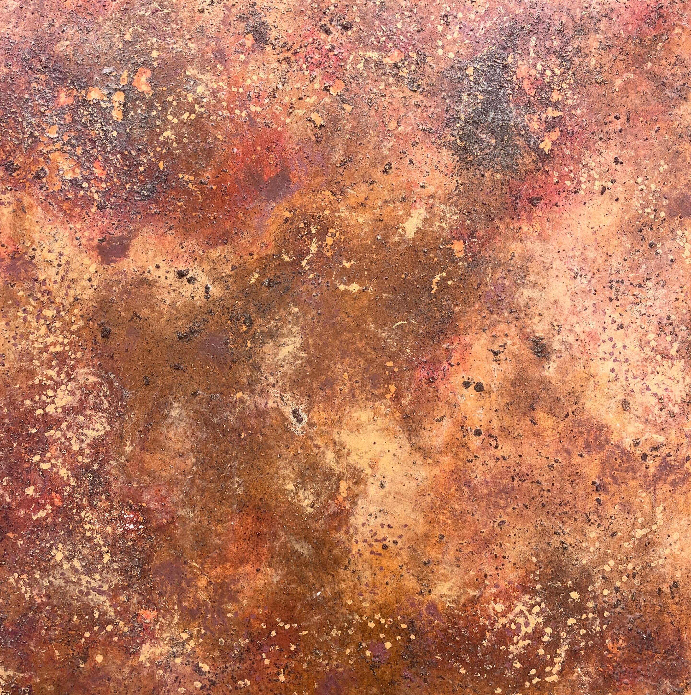 Original abstract painting "Time for a Truce" by Janet Besançon, created with natural pigments from France and Gumbaynggirr Country, Australia, contemporary textured artwork.