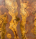 Honey and Earth by Janet Besançon, large abstract painting with French, Italian and Gumbaynggirr natural pigments, Australian healing clay, layered earth tones and gold textures inspired by landscapes.